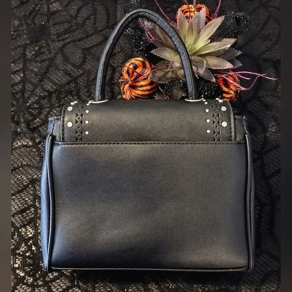 French Connection Bellita‎ Black Stud Mini Crossbody with Top Handle NWT